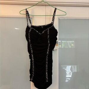 Black Ruched top with White Trim